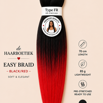 Easy braid invlechthaar zwart-rood ombre