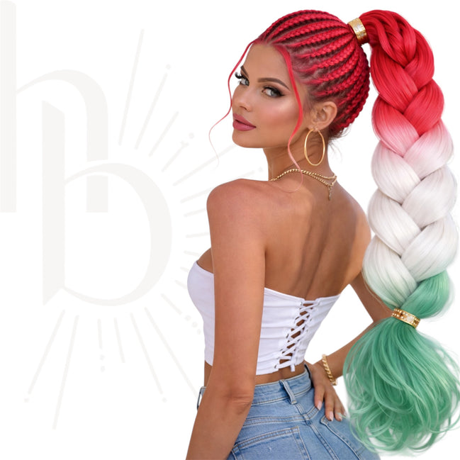 Bundel deal rood - wit - groen invlecht haar | De haarboetiek Zeeland