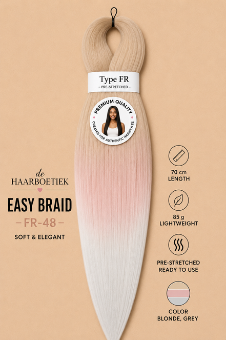 Easy braid invlechthaar blond, roze en wit ombre