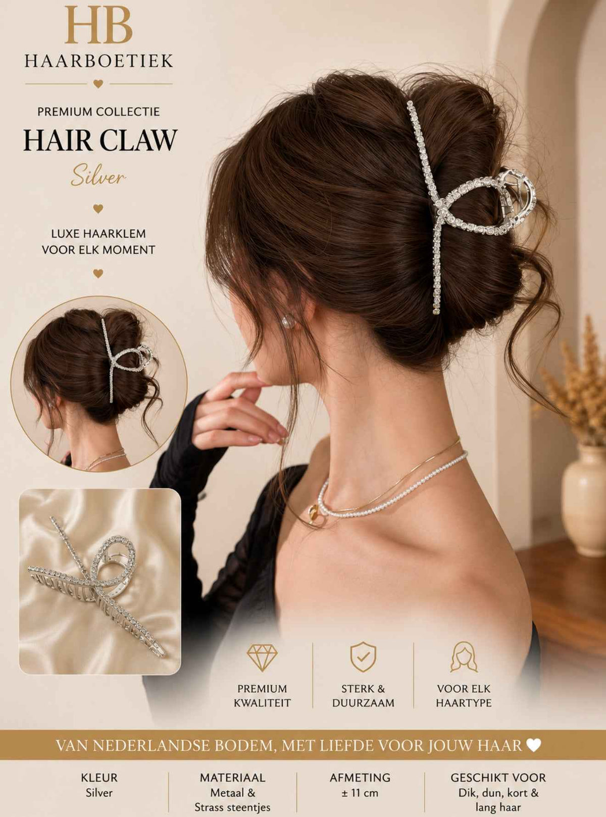 Infinity haarklem zilver strass haaraccessoire - De HaarBoetiek