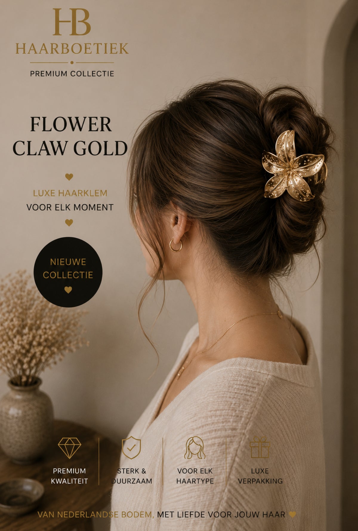 Summer flower haarklem goud haaraccessoire - De HaarBoetiek