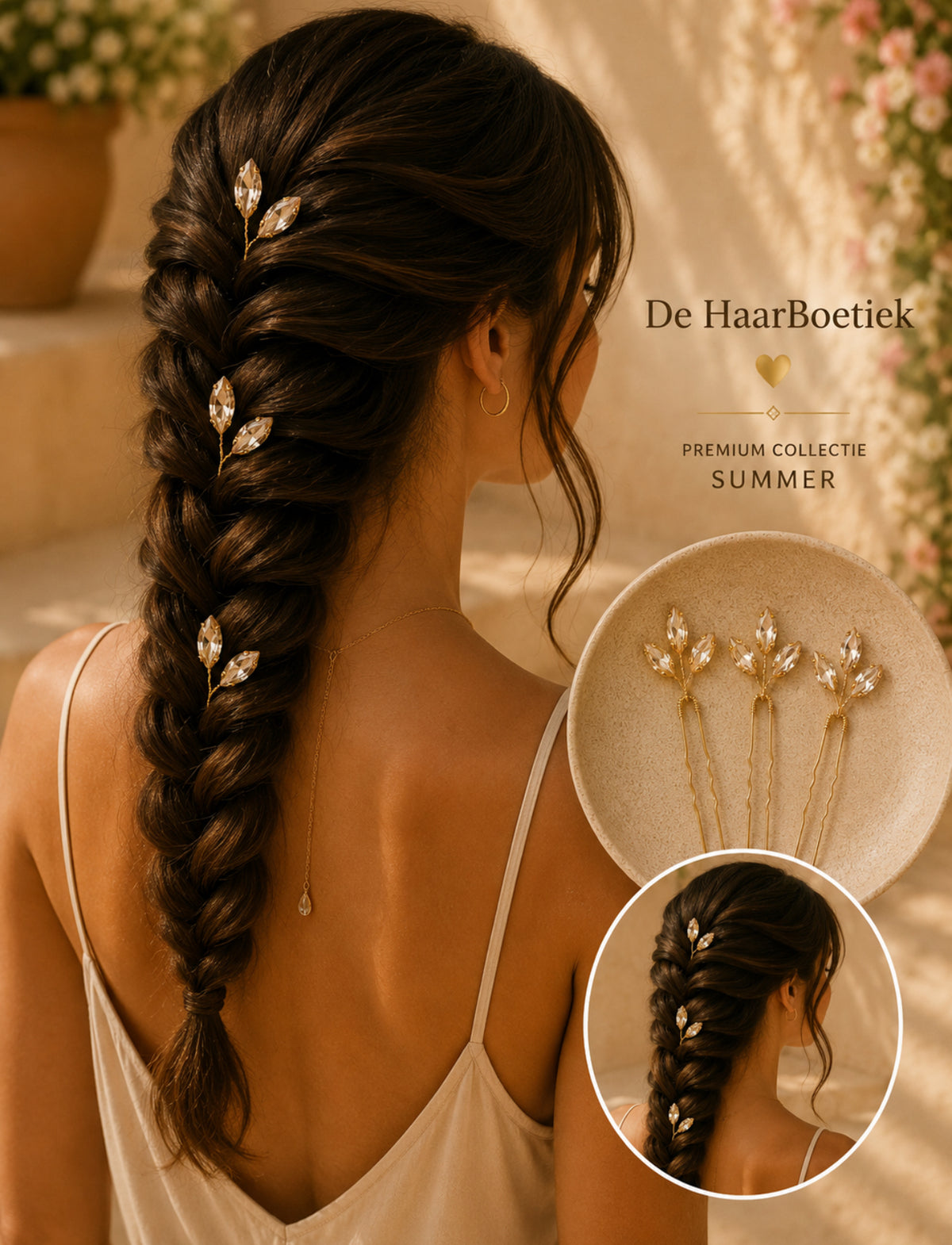 Summer strass schuifspelden goud haaraccessoire - De HaarBoetiek
