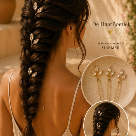Summer stras schuifspelden goud glitter haaraccessoire voor feestlooks - De HaarBoetiek