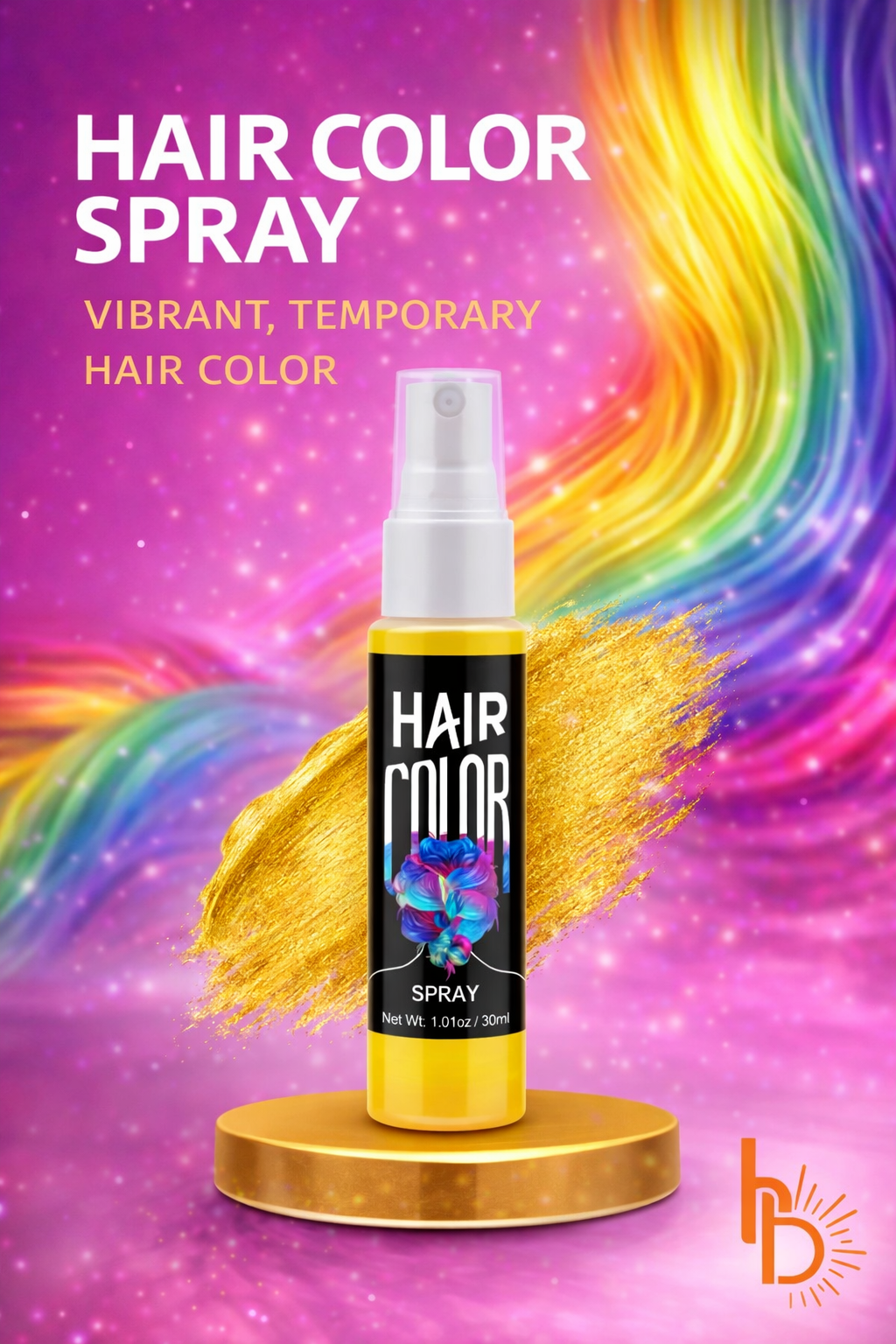 Haar spray goud voor tijdelijke gouden haarkleur glamour en feestlooks - De HaarBoetiek