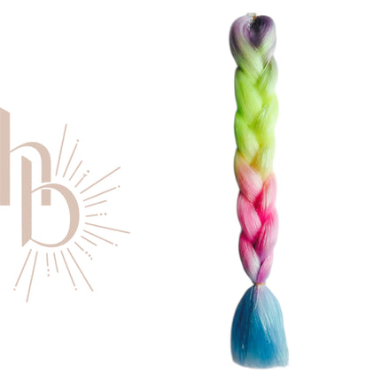 Invlecht haar rainbow shine lila-lime groen-roze - De HaarBoetiek
