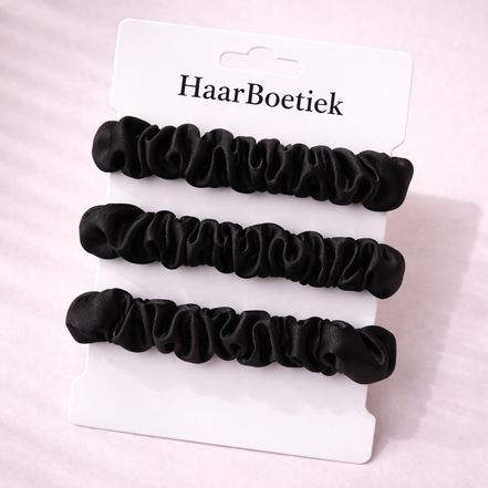 Haar Srunchies set van 3 zwart - de haarboetiek