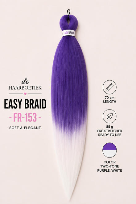 Easy braid invlechthaar paars en wit