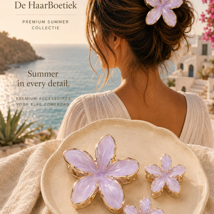 Summer flower haar clips set lila bloem haaraccessoire voor haar en braids - De HaarBoetiek