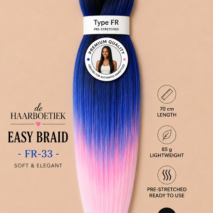 Easy braid invlechthaar blauw-roze ombre