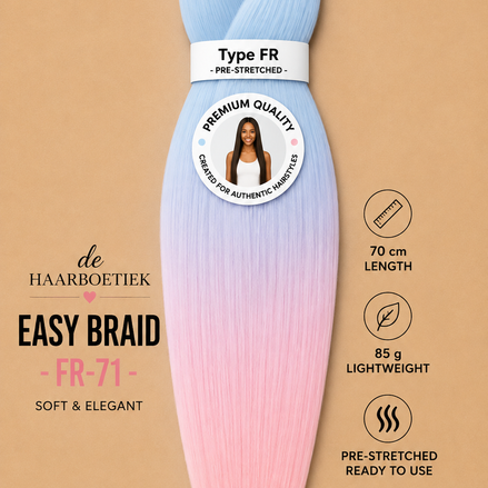 Easy braid invlechthaar licht blauw-roze ombre