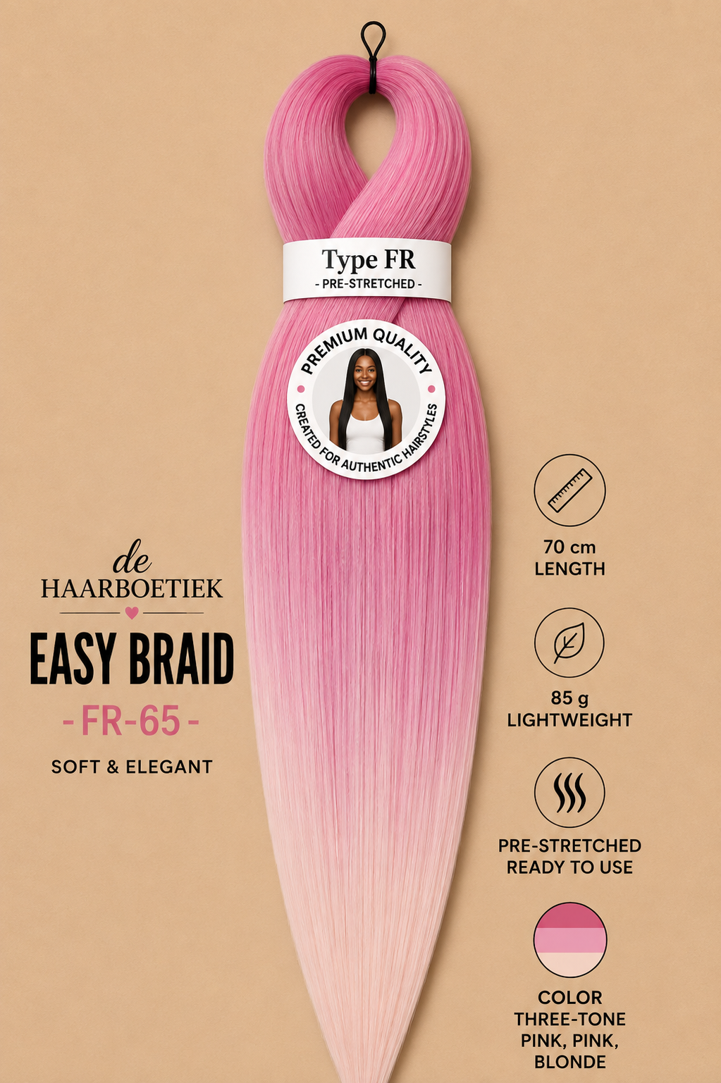 Easy braid invlechthaar roze ombre