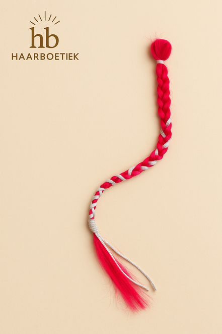 Braid vlecht roze clip in | roze - wit