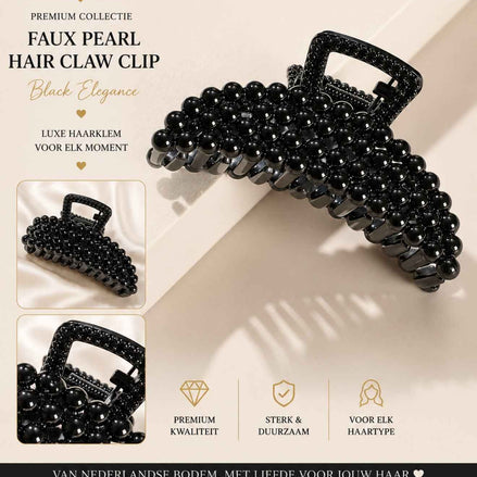 Premium pearl zwart haarklem elegante accessoire voor haar en braids - De HaarBoetiek