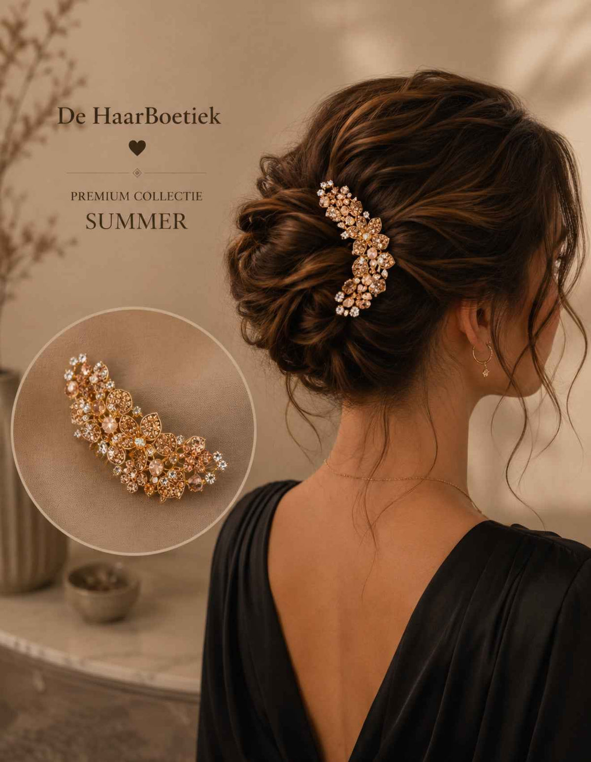 Summer diamant haarspeld goud haaraccessoire - De HaarBoetiek
