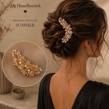 Summer haarspeld diamant goud voor feestlooks en haar - De HaarBoetiek