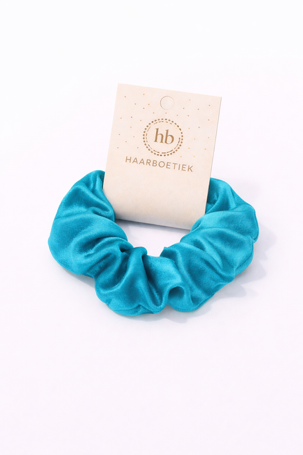 Scrunchie turquoise shine - satijn - XL