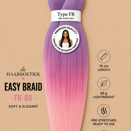 Easy braid invlechthaar lila-roze ombre