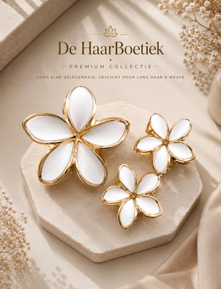 Summer Flower haar clip set goud - wit