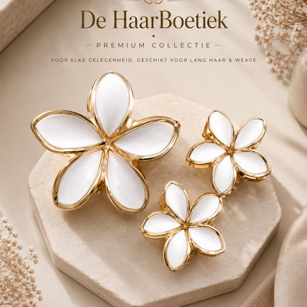 Summer Flower haar clip set goud - wit