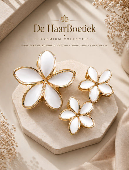 Summer Flower haar clip set goud - wit