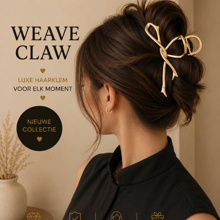 Premium weave haarklem strik goud haaraccessoire - De HaarBoetiek