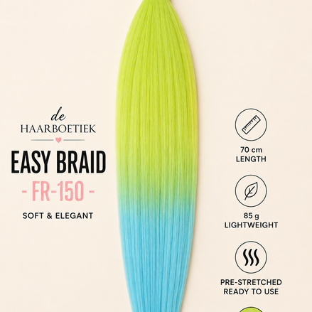 Easy braid invlechthaar groen, geel en blauw