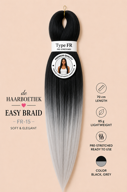 Easy braid zwart licht grijs