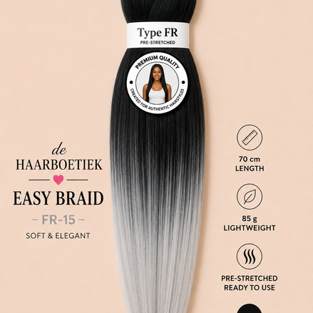 Easy braid invlechthaar zwart-licht grijs