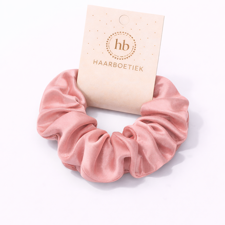 Srunchie shine roze satijn XL - De HaarBoetiek
