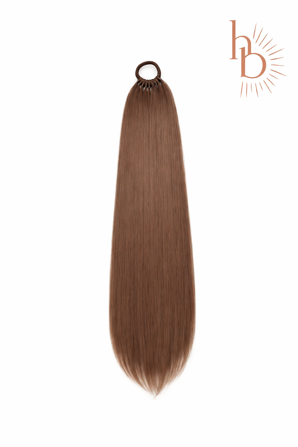 Premium vlechtstaart bruin 60cm braid ponytail op elastiek - De HaarBoetiek