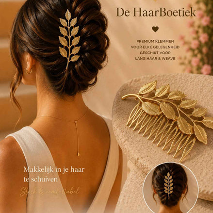 Summer leave schuifspeld goud botanische haaraccessoire voor haar - De HaarBoetiek