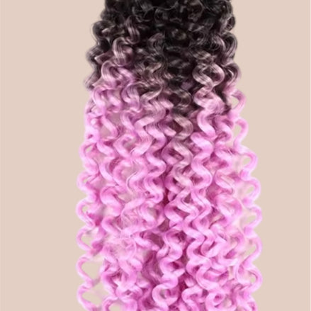 Afro curls invlecht haar ombre zwart-roze - De HaarBoetiek