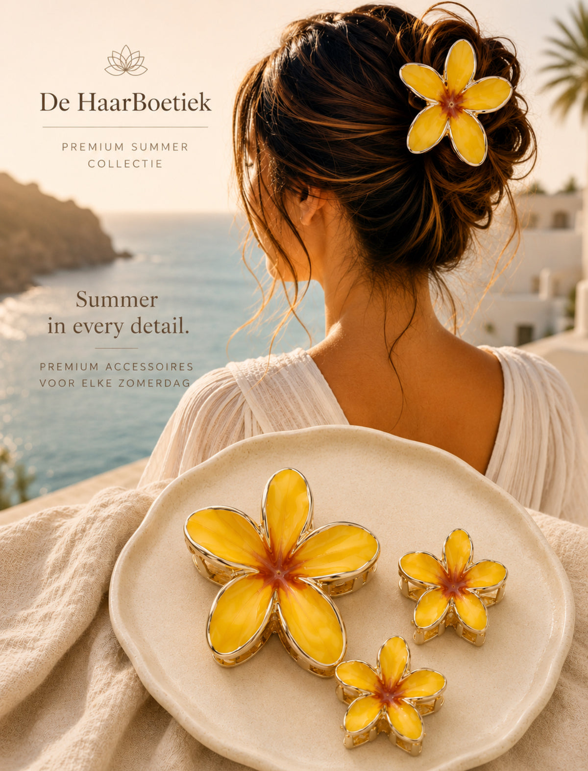 Summer flower haar clip set geel bloem haaraccessoire voor zomerlooks - De HaarBoetiek