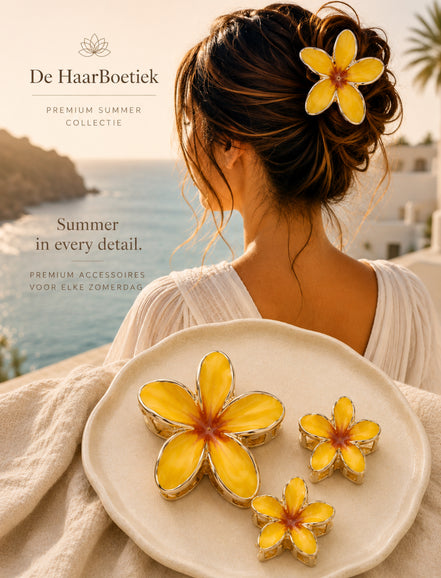 Summer Flower haar clip set geel