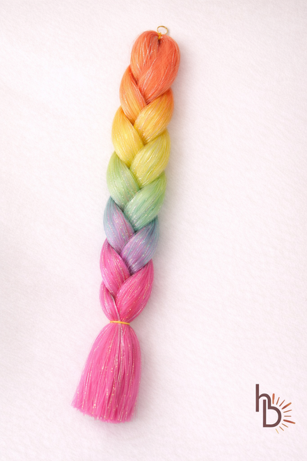 Premium shine invlecht haar candy regenboog | De haarboetiek