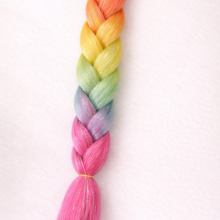 Premium shine invlecht haar candy regenboog - De HaarBoetiek