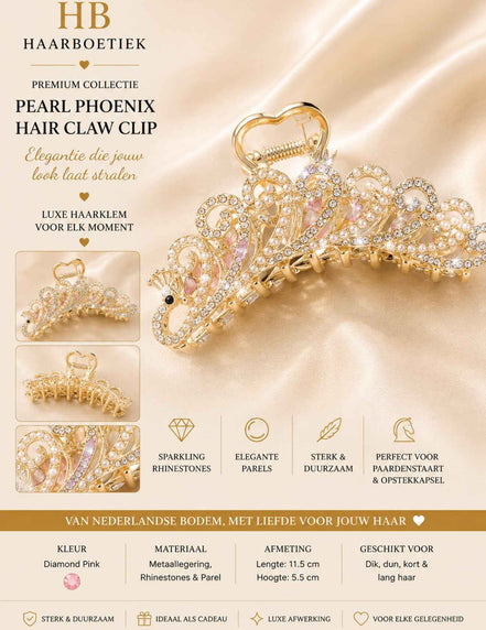 Pearl haarklem goud - diamant