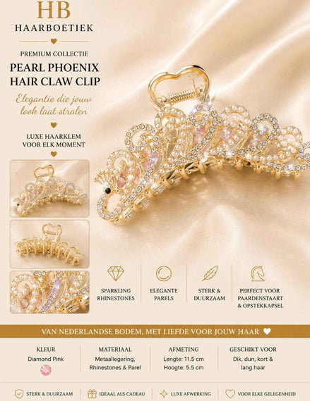 Pearl haarklem goud - diamant