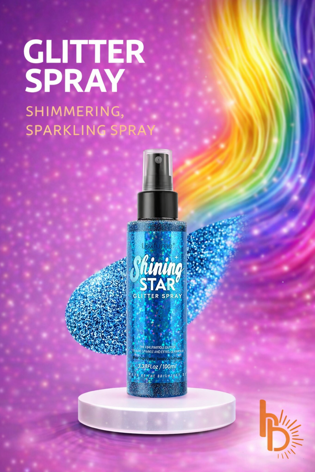 Glitter haarspray blauw voor tijdelijke haarkleur en feestlooks - De HaarBoetiek