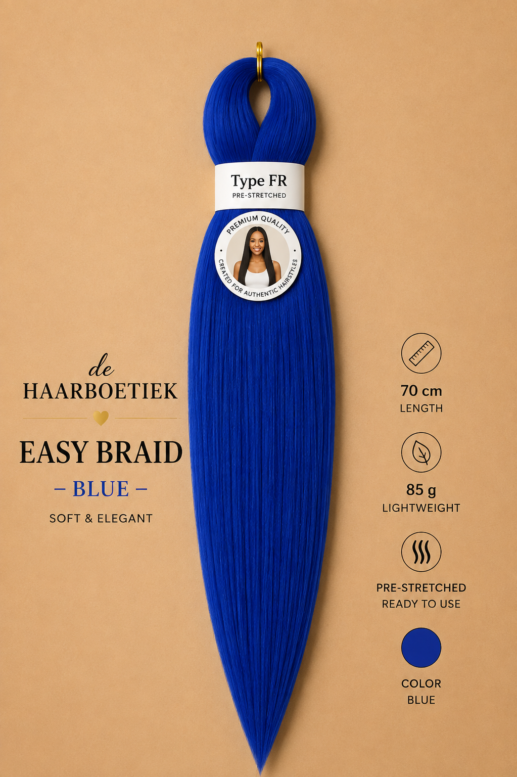 Easy Braid kanekalon vlechthaar koningsblauw 70 cm - De HaarBoetiek