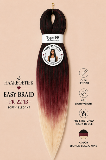 Easy braid ombre zwart - rood - blond