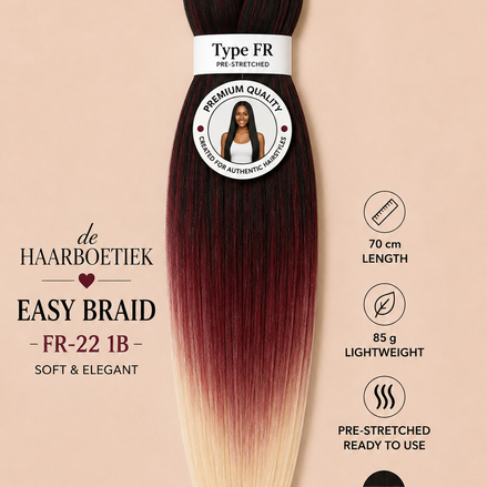 Easy braid invlechthaar zwart, rood en blond ombre