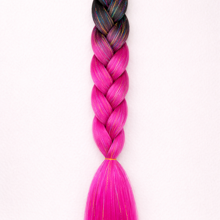 Premium shine invlecht haar zwart-roze - De HaarBoetiek