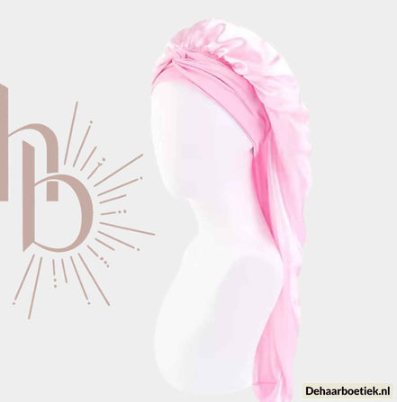 Weave slaapmuts satijn licht roze - De haarboetiek alles voor gezond haar