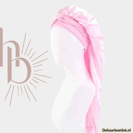 Weave slaapmuts satijn licht roze - De haarboetiek alles voor gezond haar