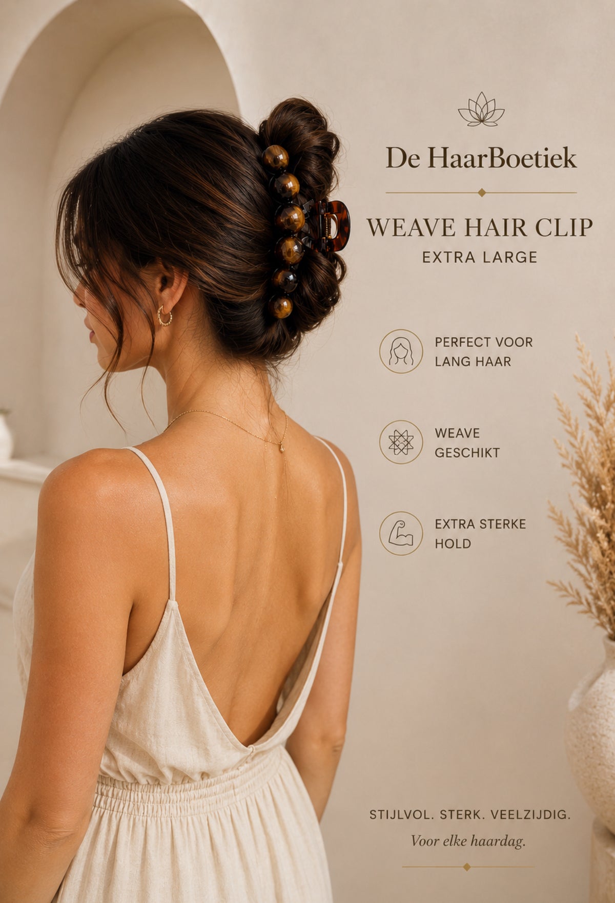 Weave haarclip XL bruin haaraccessoire - De HaarBoetiek