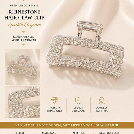 Diamant haarklem zilver glitter accessoire voor feestlooks en braids - De HaarBoetiek