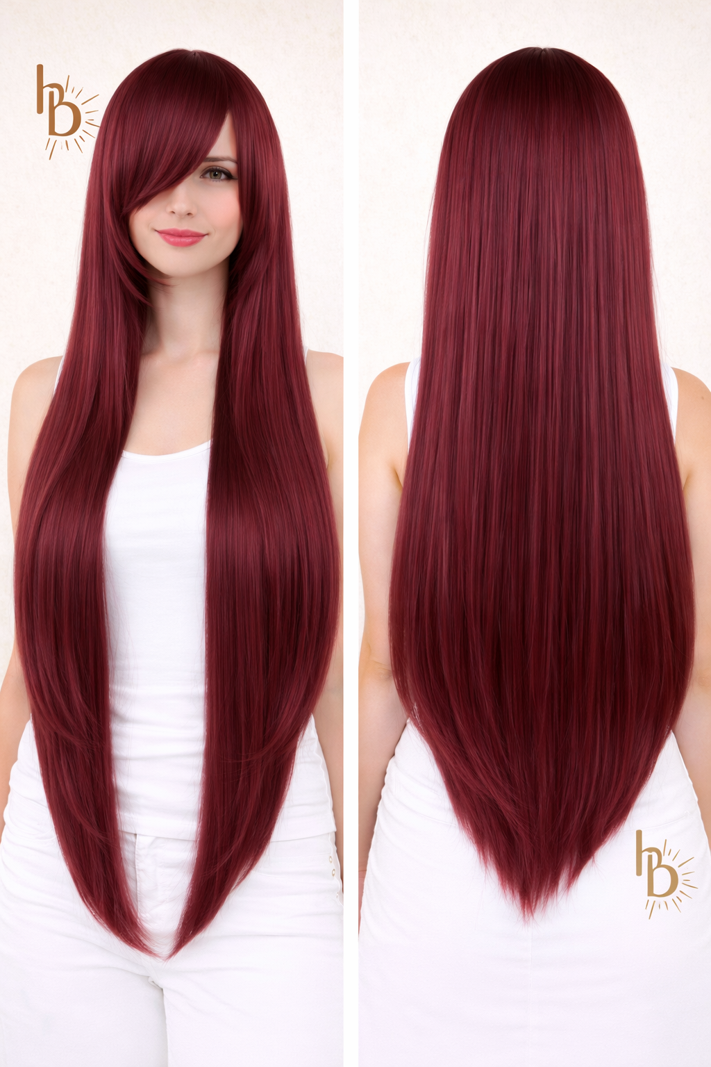 Premium dames pruik bordeaux stijl 80cm voor carnaval feestlooks - De HaarBoetiek