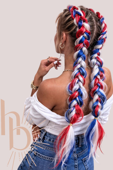 Premium Koningsdag bundel rood - wit blauw vlecht haar - De haarboetiek