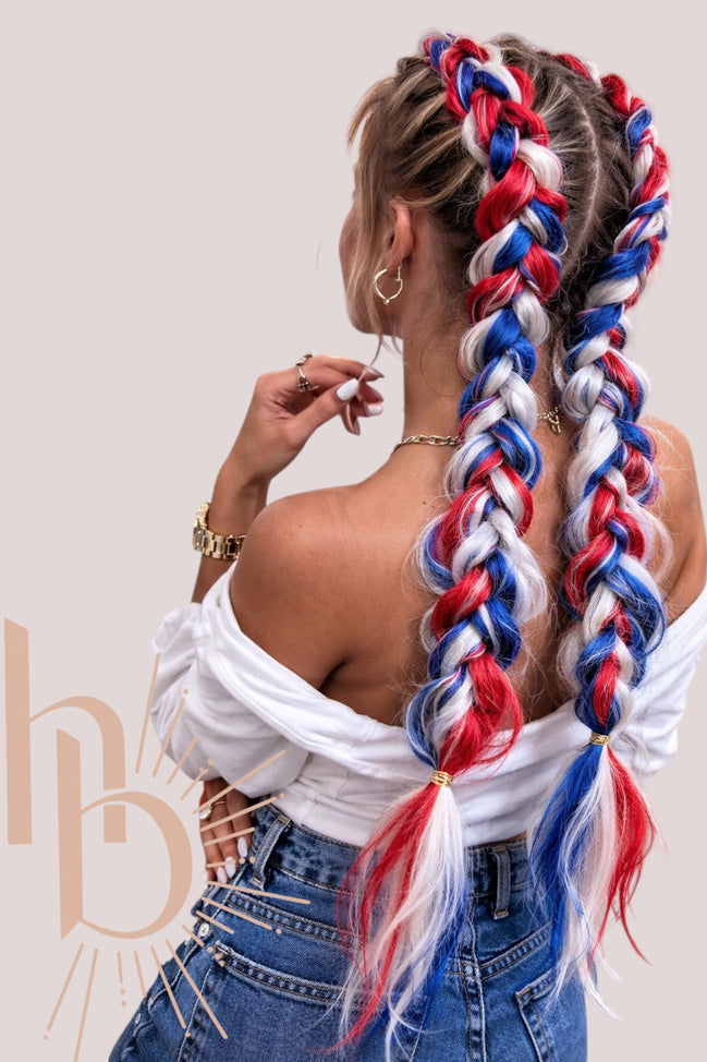 Premium Koningsdag bundel rood - wit blauw vlecht haar - De haarboetiek